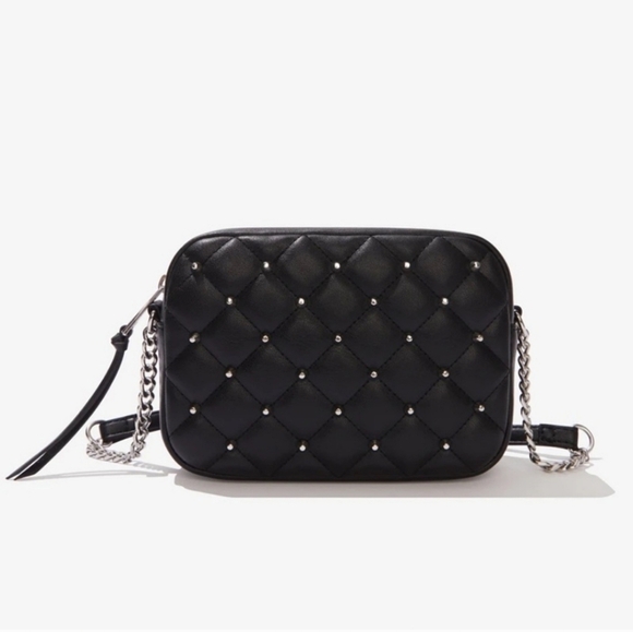 Rebecca Minkoff Black Studded Crossbody Bag Leather NWT - Picture 1 of 7